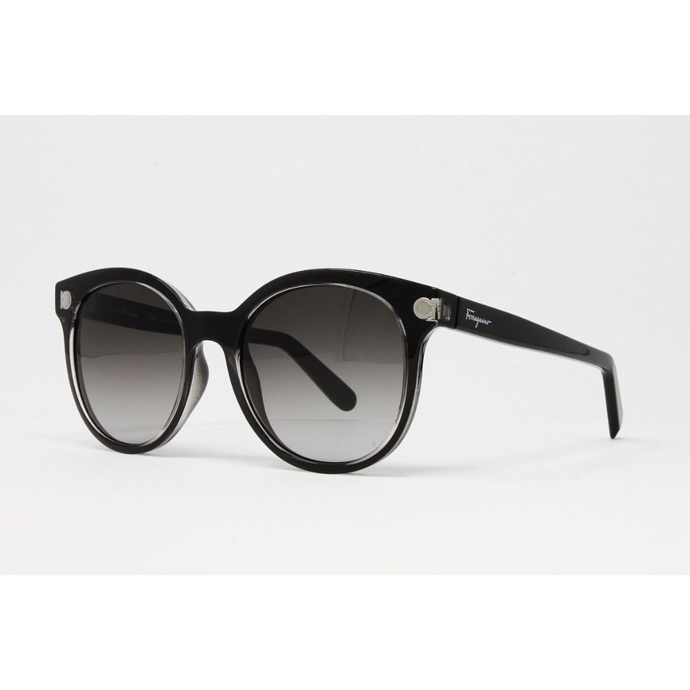 Salvatore Ferragamo Women's Round Sunglasses SF833S 001 Crystal Black 53mm NEW!